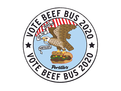 Vote Beef Bus 2020 america eagle food truck illustration portillos vote