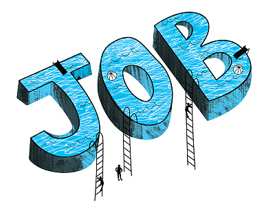 Climbing into the Job Pool illustration ink jobs pool texture