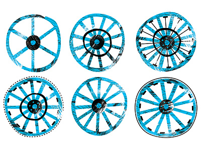 Reinventing the Wheel illustration ink texture wheel