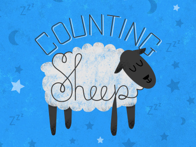 Counting Sheep illustration moon sheep stars texture typography