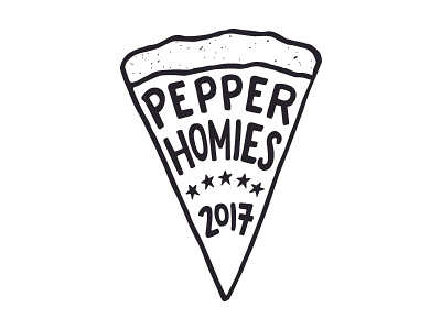 Pepper Homies Logo black and white hand illustrated handwriting logo pizza