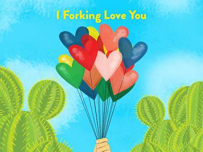 The Good Place Valentine balloons cacti hearts illustration nbc the good place valentine valentines day