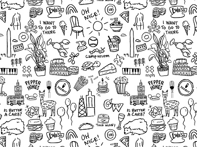 Doodles of my favorite things alpaca bagel balloons breakfast sandwiches campfire cards chicago doodle fries gin and tonic hedgehog italy london piano rainbow turtle