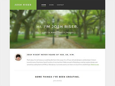 Personal Site Launched com dot josh launched personal riser site