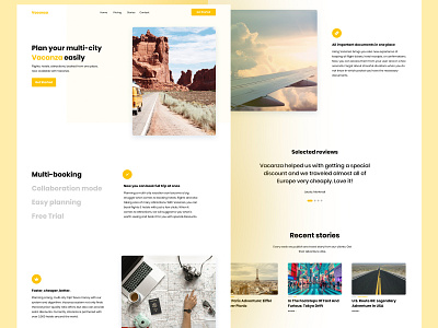 Vacanza - Multi-City Vacation Service adventure app clean concept daily daily ui design holiday landing landing page landing page ui travel travel agency travel app traveling travelling trip ui ux vacation