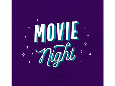 Movie Night digital illustration graphic design lettering vector