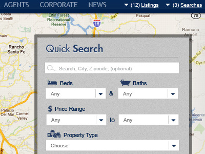 Quick Map Search homes listings logo mapping maps pushpin real estate results san diego search web design web developer