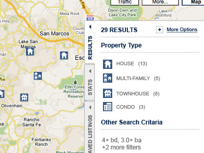 On Map Search Results Summary