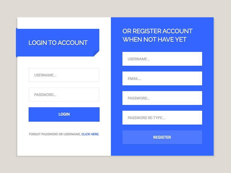 1 Freebie Login & Register Form by Themezium on Dribbble