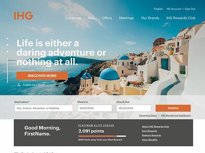 IHG Home Page Concept branding design ui