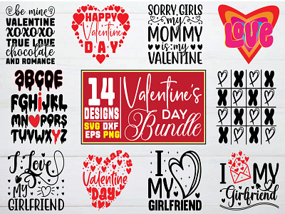 14 February Valentine's Day Svg Bundle valentines retro bundle