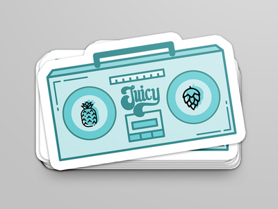 Gettin' Juicy 'Wit It - Sticker aiga aiga charlotte beer and branding beer branding branding hop icon pinapple stereo sticker