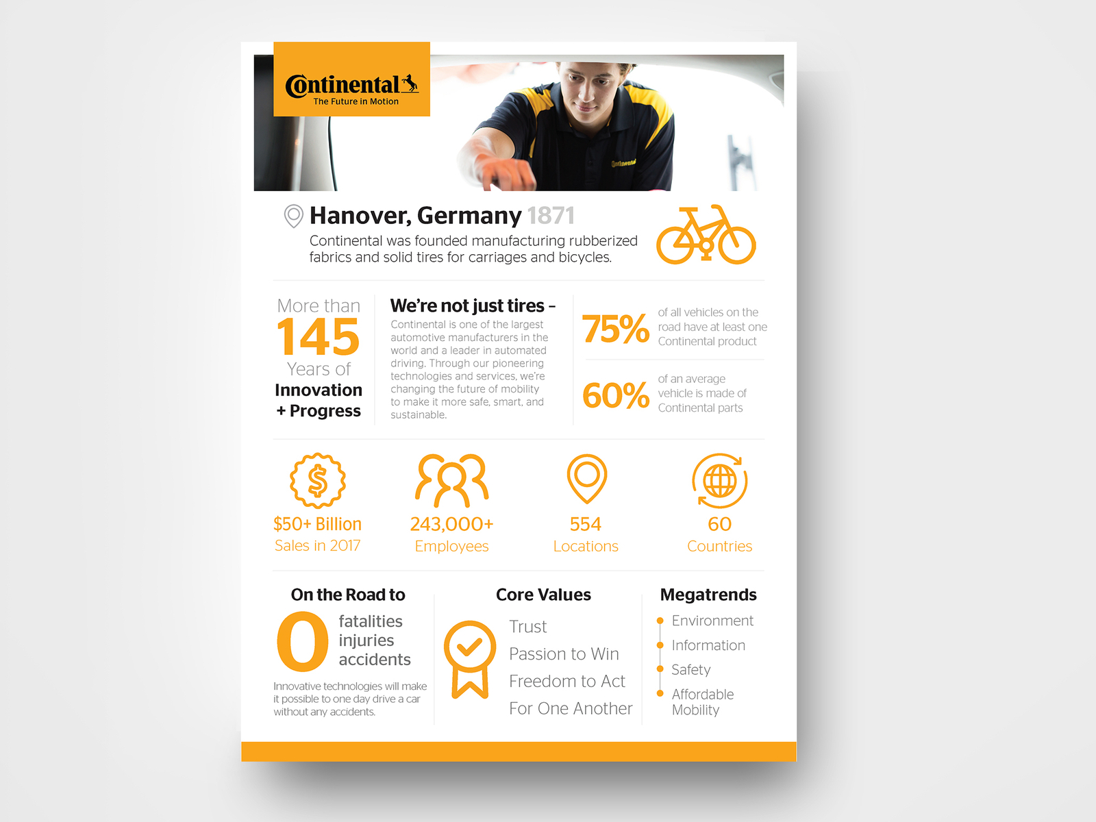 Continental Fact Sheet company fact sheet continental continental tire design fact sheet facts graphic design icons illustration info infographic pictograms stat sheet stats vector