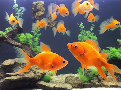 Digital Art: Goldfish in an aquarium