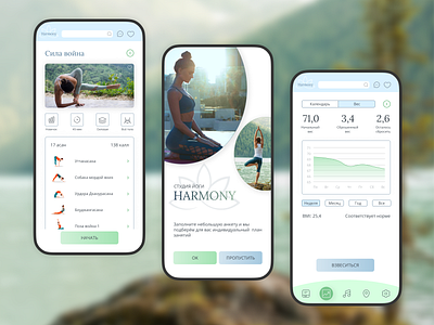 Mobile App Concept Yoga Center Harmony design figma mobile app ui ux uxui web design