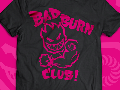 Bad Burn Club @2x bad boy club pink skateboard spitfire t shirt typography