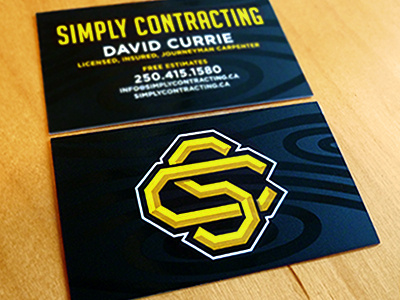SC Business Cards business card construction contracting mongram spot uv varnish woodgrain