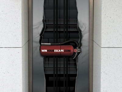 "Escape Your Everyday" Elevator Wrap advertising elevator elevator shaft elevator wrap escape installation photoshop shaft wrap