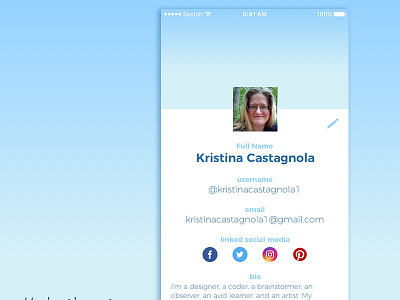 Daily UI Challenge Day 6: User Profile dailyui dailyui006 dailyuichallenge kristinacastagnola1 uidesign