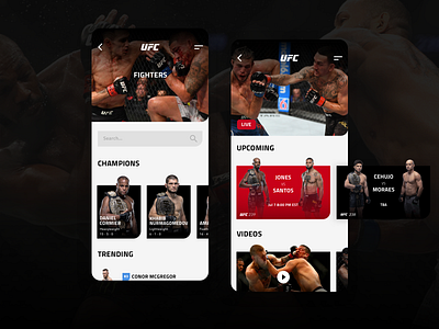 UFC App app concept design fight fighting layout mma mobile sports ufc