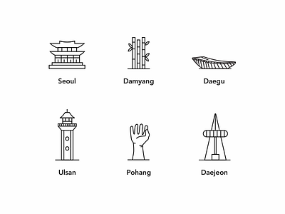 Korea Landmark icons illustration korea landmark