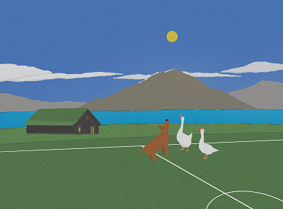 the dog and geese forgot about football adventures illustration pictures