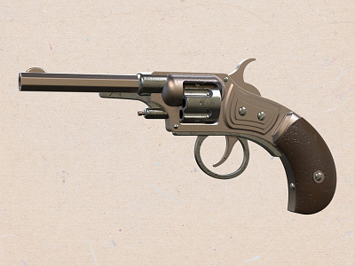 Revolver 3d antiques illustration revolver