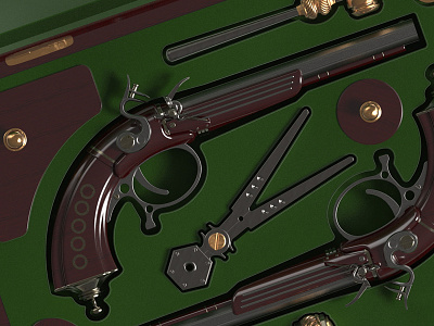 Duelling pistols (1) 3d antiques illustration pistol