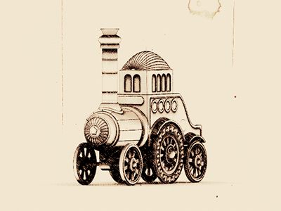 Steampunk Toy Locomotive 3d fantasy gif imaginary locomotive steampunk technology toy train victorian