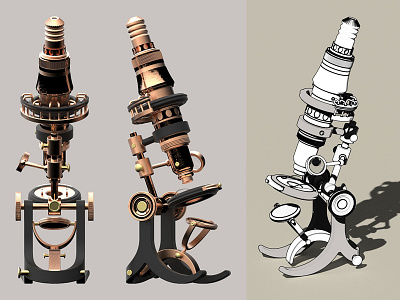 Microscope (1) 3d antique fantasy illustration microscope steampunk technology toy victorian