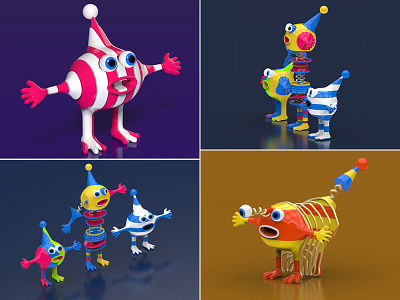 Clowns 3d clown design digital art fantasy illustration imaginary toy