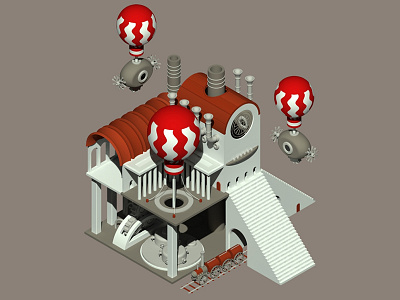 Air Balloon Station (1) 3d air balloon airship fantasy game imaginary isometric mobile science fiction steampunk toy victorian
