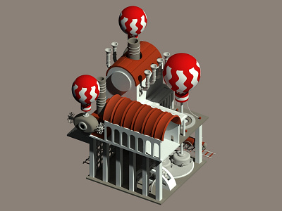 Air Balloon Station (2) 3d air balloon airship fantasy game imaginary isometric mobile science fiction steampunk toy victorian