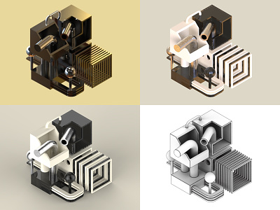 abstract design (2) 3d abstract art illustration isometric