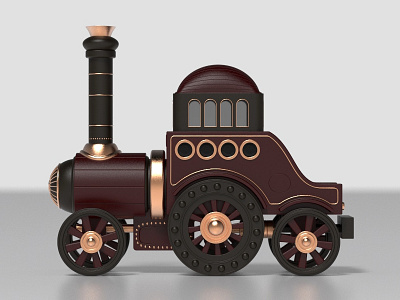 Steampunk Toy Locomotive (2) 3d fantasy illustration imaginary locomotive steampunk technology toy train victorian