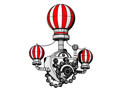 Victorian Style Toy, Steampunk Airship (2) 3d airship fantasy illustration imaginary science fiction steampunk technology toy victorian