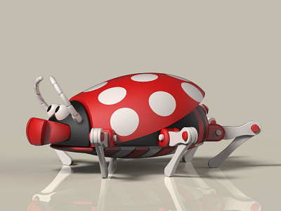 Ladybird 3d bug fantasy illustration imaginary insect kids ladybird robot science fiction technology toy