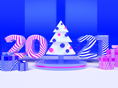 Happy New Year 2021 2021 3d adobe dimension blue design illustration pink