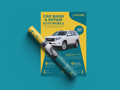 Car Washing & Repair Flyer, Poster or Banner Design Template