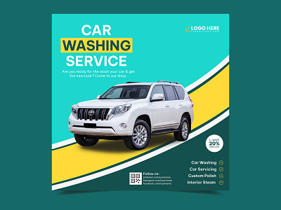 Car Washing Service Business Social Media Post or Square Flyer