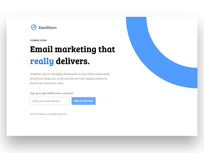 EmailGuru - A Past Project beta blue bold clean design email hero marketing prerelease saas ui website