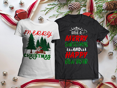merry christmas and happy new year tshirt design
