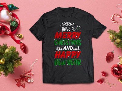 merry christmas and happy new year tshirt design