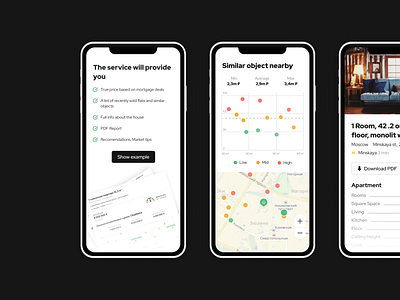 Realty Marketplace – Mobile Overview 2020 chart dark ecommerce house information map marketplace minimal mobile overview price product card product design real estate saas service typography value