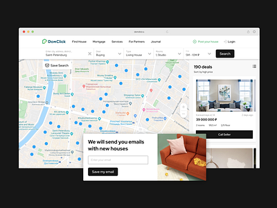 Realty Marketplace – Save Search 2020 clean dark ecommerce experiment house main page map marketplace minimal mobile overview product design real estate saas save search service typography