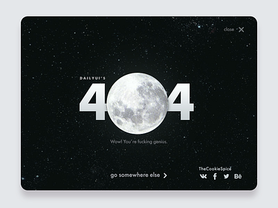 404 Page - DailyUI 008 100dayschallenge 404 dailyui moon night sky page stars ui webdesign