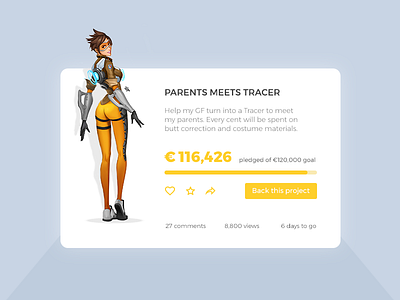 Crowdfunding Campaign - DailyUI 032 100dayschallenge back campaign crowdfunding dailyui interface kickstarter overwatch pledge tracer ui