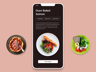 Cooking Before Christmas app concept concept cook dark figma food food app minimal salmon ui