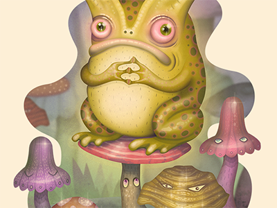 The Frog Prince frog illustration mushrooms vectors