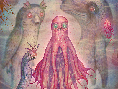 Spawning in the Great Abyss of Nereus characters fairytale fantasy illustration sea